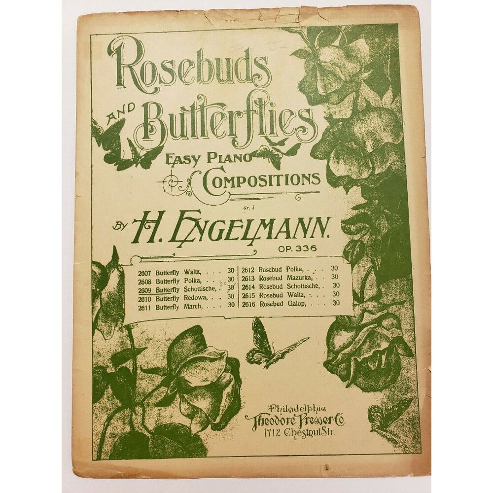 Sheet Music-"Butterfly Schottische" H. Englemann, 1898 Antique,